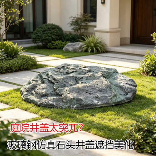 户外玻璃钢假石仿真井盖遮挡