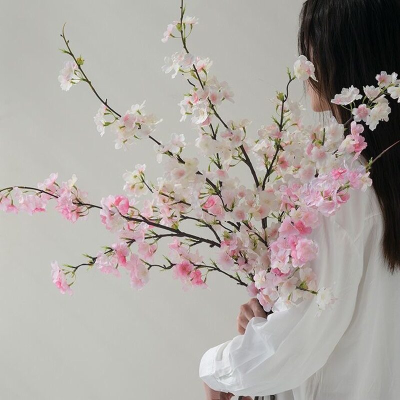 仿真樱花枝家居高级假花婚庆假花婚礼装饰花ins风花枝樱花仿真花