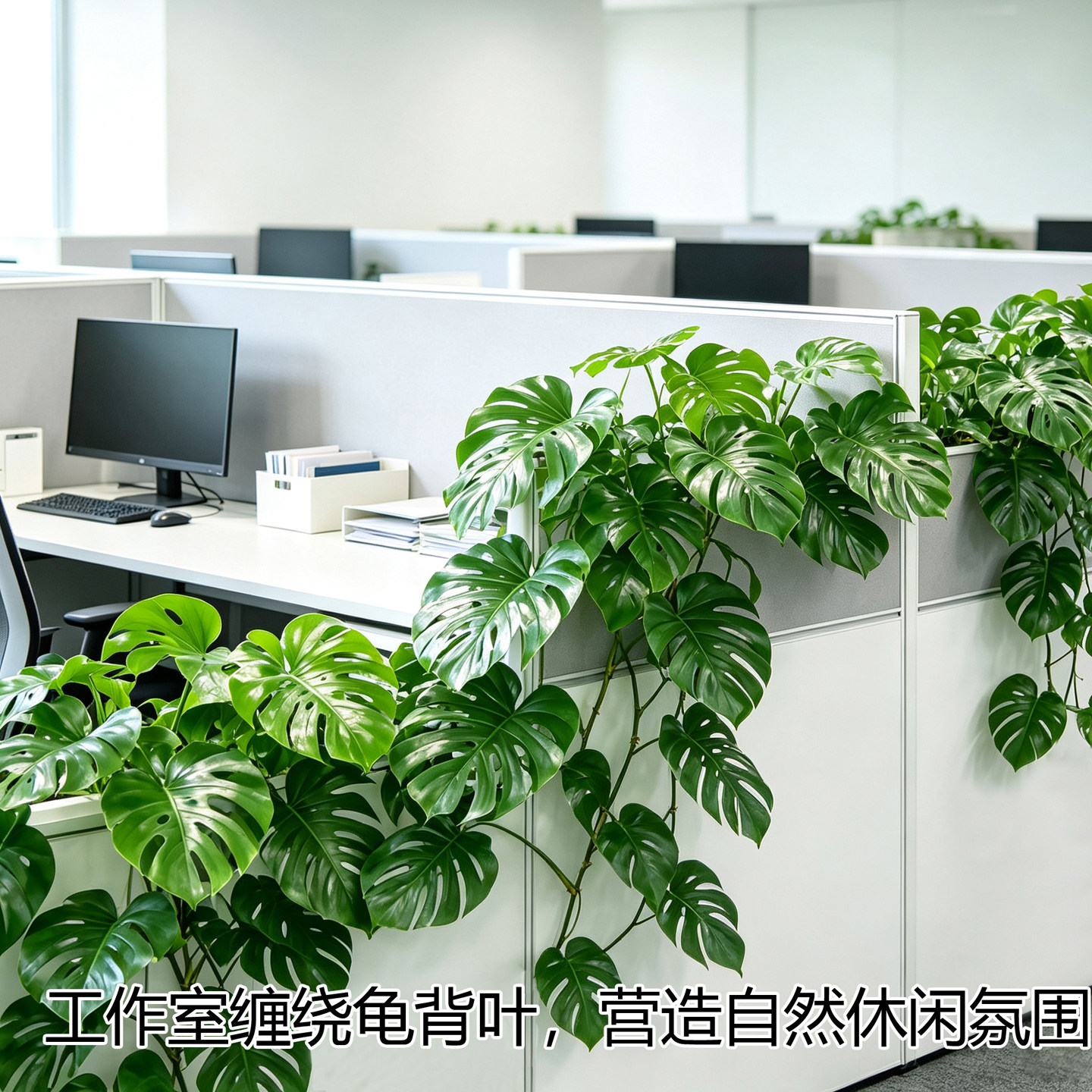 商铺造景仿真龟背竹藤遮挡水管