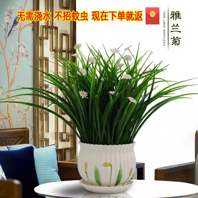 仿真植物假植物室内客厅绿植装饰塑料带盆假绿萝仿真花绿叶草植物