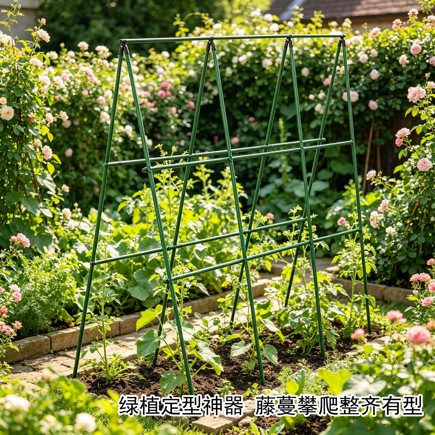 加厚包塑钢管爬藤架防倒伏图片