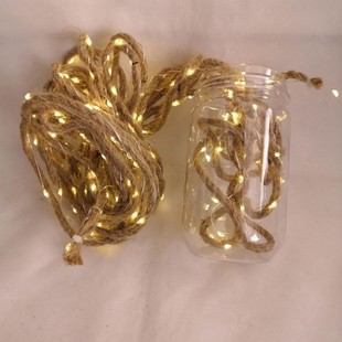 新款LED麻绳麻线diy材料粗细手工编织照片墙装饰品花园装饰灯绳