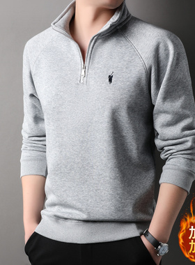 【奥莱品牌折扣】保罗男士卫衣纯棉面料冬款加绒拉链立领T恤上衣