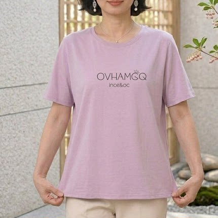 新款大码女士短袖t恤女装宽松显瘦中年妈妈夏装体恤杉遮肚上衣服