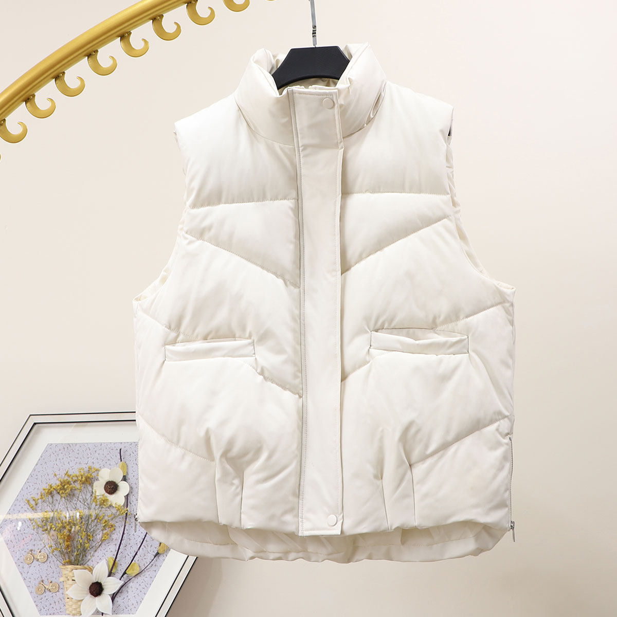 2025秋冬季新款减龄小清新名媛时尚宽松百搭保暖棉服马甲外套女款