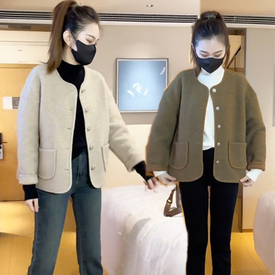 嘉菲梦娜韩版皮毛一体外套