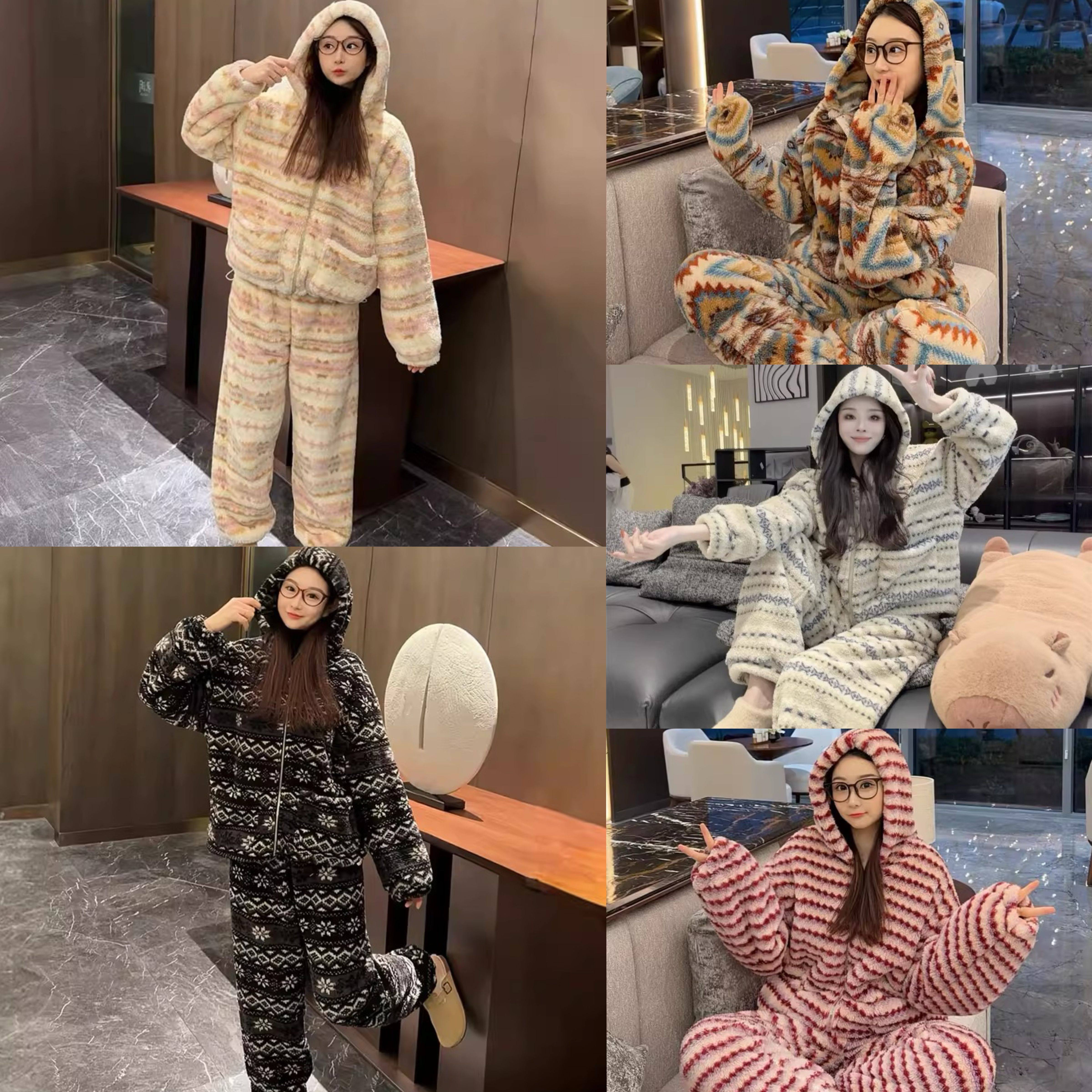 连帽珊瑚绒加厚保暖居家服睡衣套装女秋冬新款宽松时尚洋气两件套,女装/女士精品,时尚套装,淘宝优惠券,粉丝福利购,淘宝优惠卷