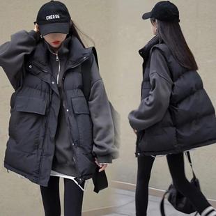 欧货大口袋羽绒棉马甲女2024冬季 立领休闲百搭保暖马夹坎肩 爆款