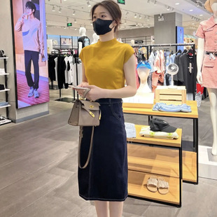 百搭潮 2024韩版 早秋新款 半高领冰丝打底上衣女针织衫 气质减龄时尚