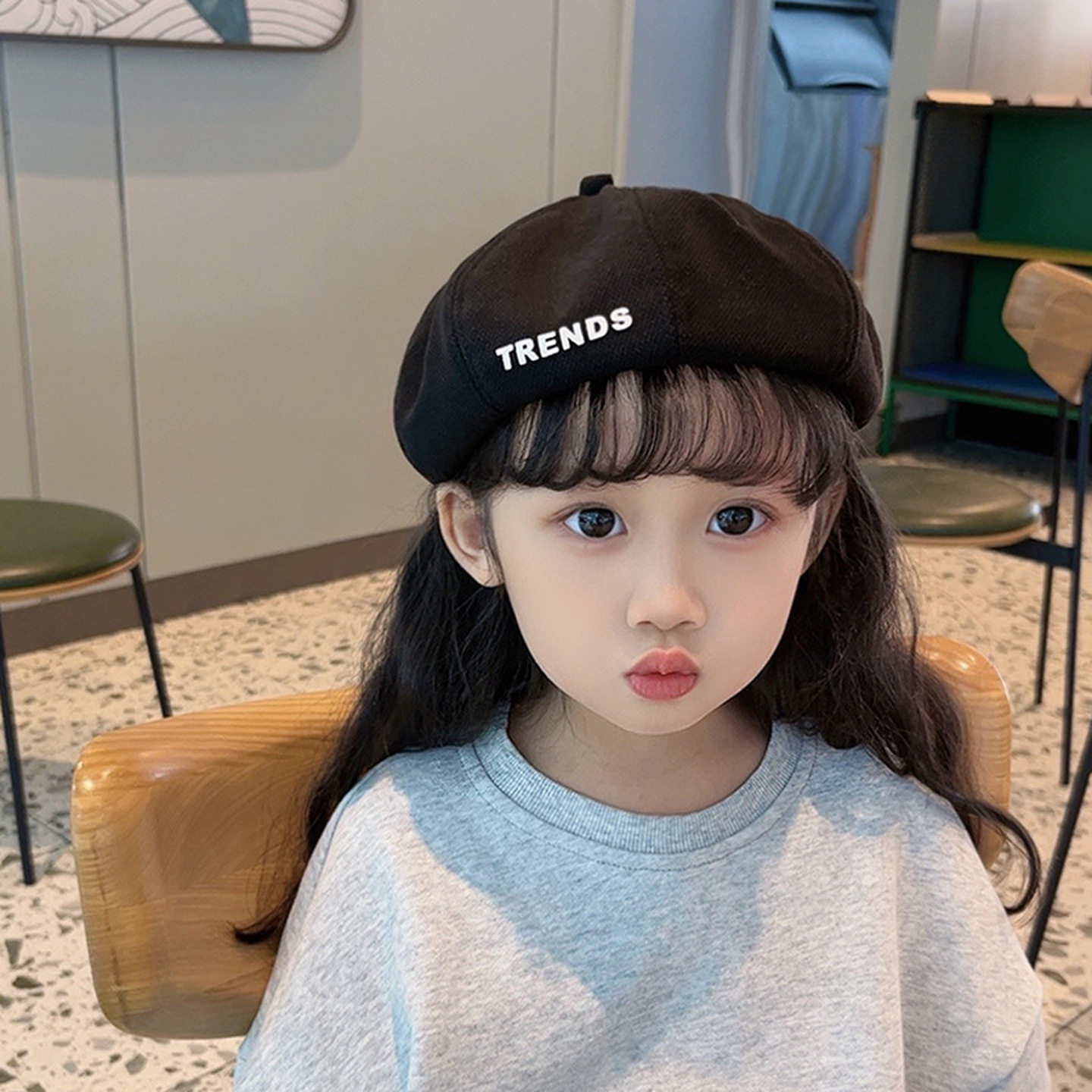 儿童贝雷帽春秋女童画家帽子韩系洋气2026新款春装12岁女孩南瓜帽