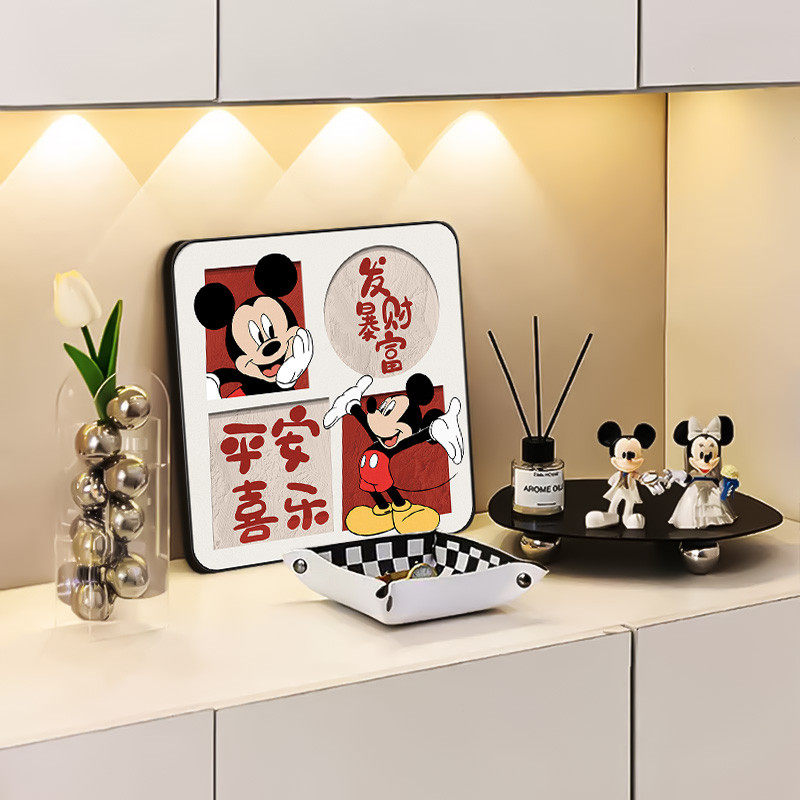 奶油风客厅桌面摆件入户玄关装饰画平安喜乐卧室挂画电视机柜摆画