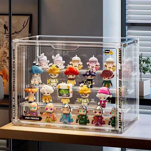 适用popmart泡泡玛特透明亚克力展示架手办防尘柜子盒子收纳整理