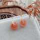 天然粉盐源玛瑙耳环简约中式 温婉南红玛瑙平安扣耳坠进口注金耳钩