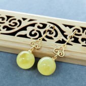 原创天然金绞蜜蜡耳坠高级感纯银祥云耳钉气质爆款 耳环礼物耳饰