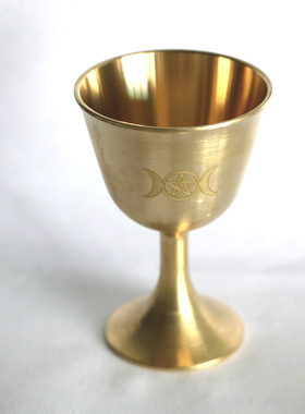 三相月摆件道具金色杯子 圣杯纯铜圣杯黄铜杯周边Altar Cup