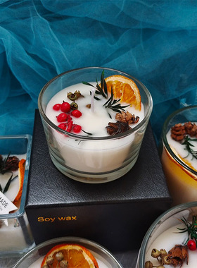 外贸玻璃杯干花大豆香薰蜡烛助眠创意节日居家摆件礼物伴手礼