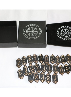 木制卢恩符文套装西方神秘学入门道具木片如尼石符号Runes Set