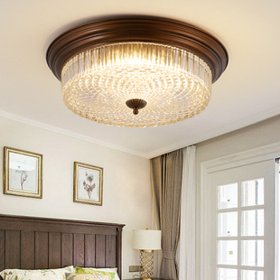 美式 吸顶灯卧室灯复古乡村圆形led客厅主卧房间书房阳台过道灯具