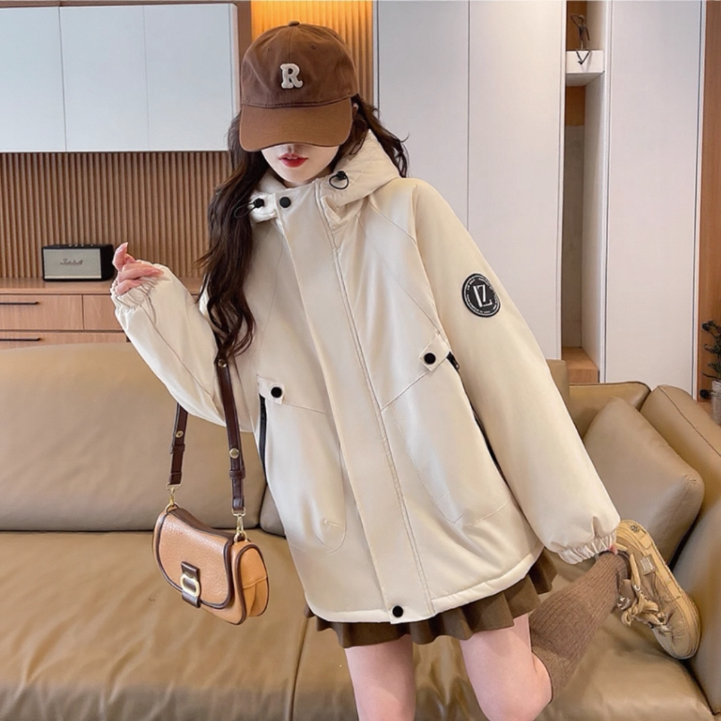 派克服女秋冬2025新款学生小个子加绒加厚工装棉服加棉冲锋衣外套