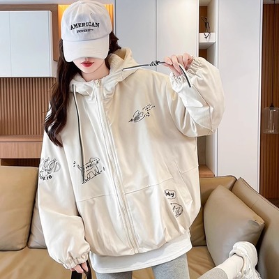 赠送退货宝羊羔毛连帽学生外套女