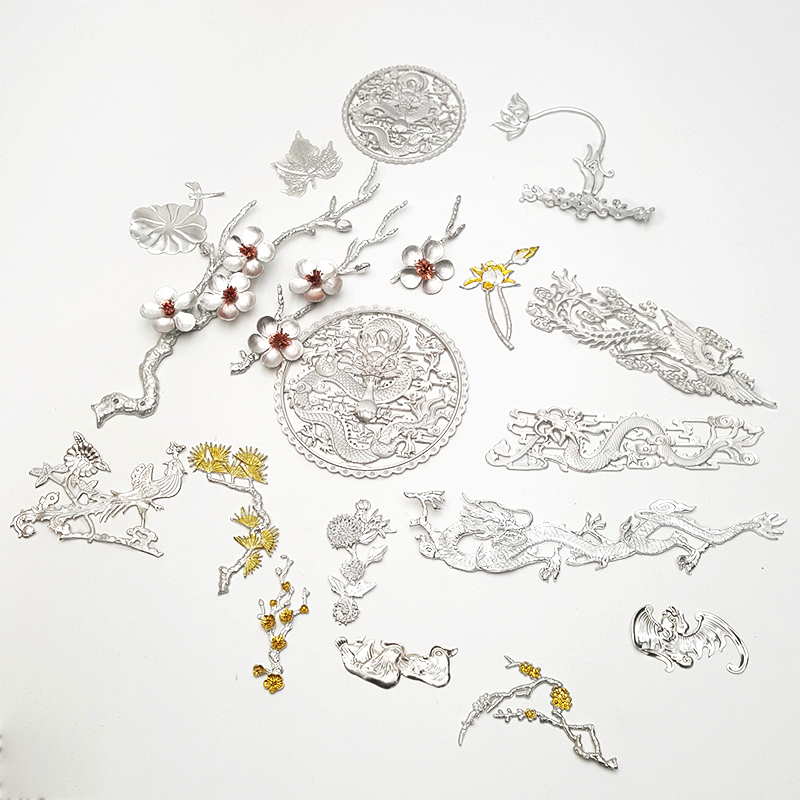 锡梅花锡片贴片 盖碗公道杯贴花 茶杯贴花装饰镶银锡茶杯茶具