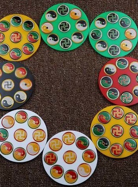 12公分潘氏招cai盘五龙盘万字福太极八卦金属标牌摆件室内补角