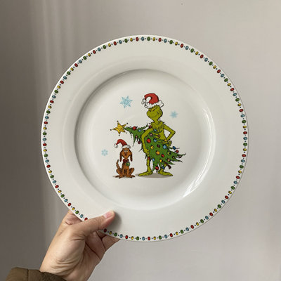 ZRIKE BRANDS陶瓷牛排盘大号盘子家用卡通童趣点心盘10英寸点心盘