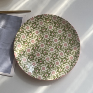 出口原单 高颜值陶瓷碟子菜盘家用釉下彩深盘实用8寸盘可进微波炉