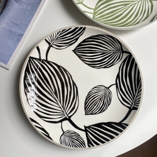 大厂订单 高颜值陶瓷釉下彩盘子家用大号菜盘牛排盘意面沙拉深盘