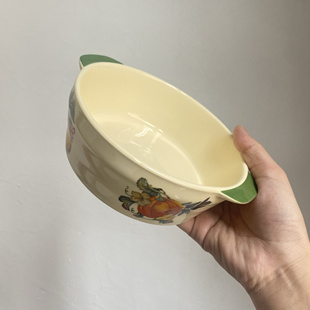 原单尾货高颜值陶瓷防烫小号双耳汤碗家用高级感沙拉碗精致水果碗