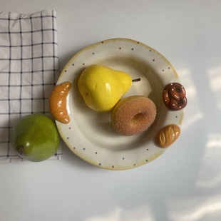 大厂订单 重工深盘陶瓷家用曲奇浮雕圆盘餐盘漂亮菜盘水果盘家用