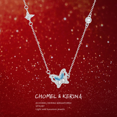 少女的蝴蝶梦—「冰蓝蝴蝶」项链