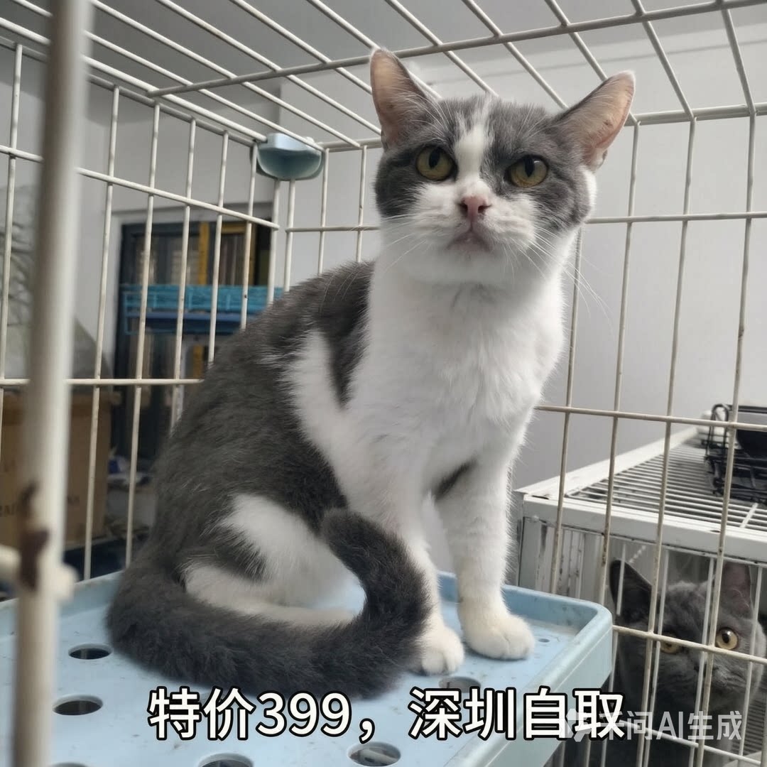 深圳现货所见即所得成年英短蓝白猫 一岁大只猫1只