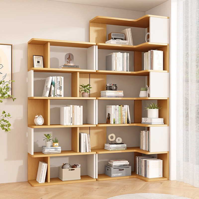 转角书架置物架落地学生家用角柜多层收纳置物柜客厅卧室简易书柜