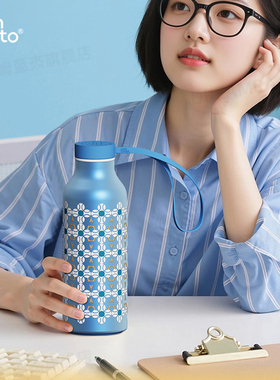 contatto保温杯2025新款吸管高颜值男女生便携大容量不锈钢水杯子