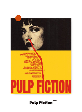 昆汀经典电影pulp fiction低俗小说电影海报美式复古风装饰画