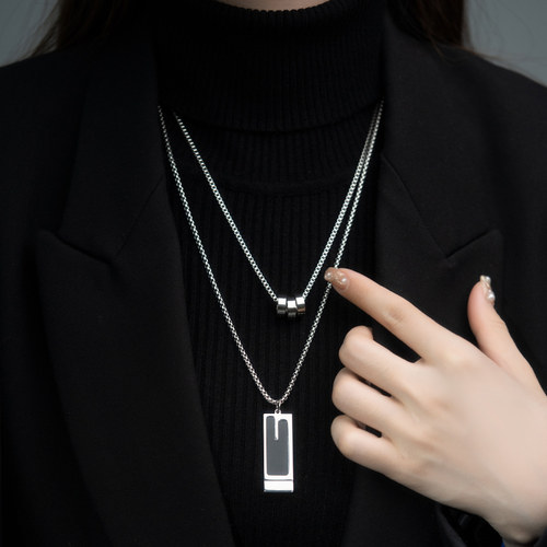 【双层设计】钛钢项链配饰毛衣链