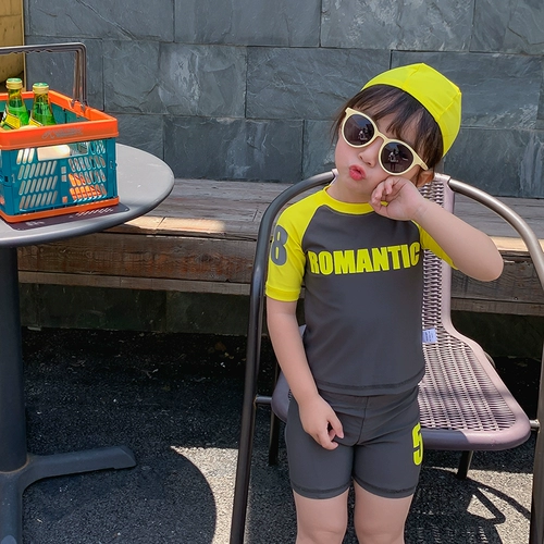 Купальник для мальчиков подходит для мужчин и женщин для девочек, раздельные брендовые быстросохнущие штаны для плавания, короткий рукав