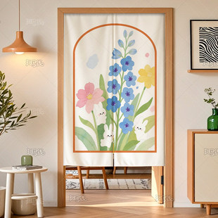 布艺门帘家居装饰隔断帘定制尺寸房间门遮挡帘免打孔半开家用玄关