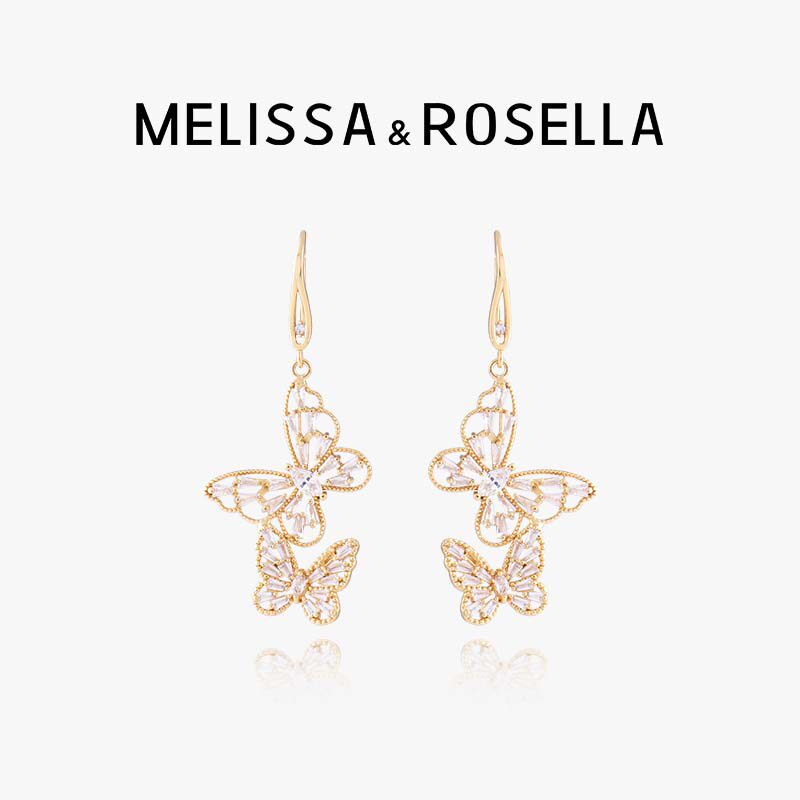Melissa&Rosella轻奢小众蝴蝶耳环法式甜美温柔女耳饰金色