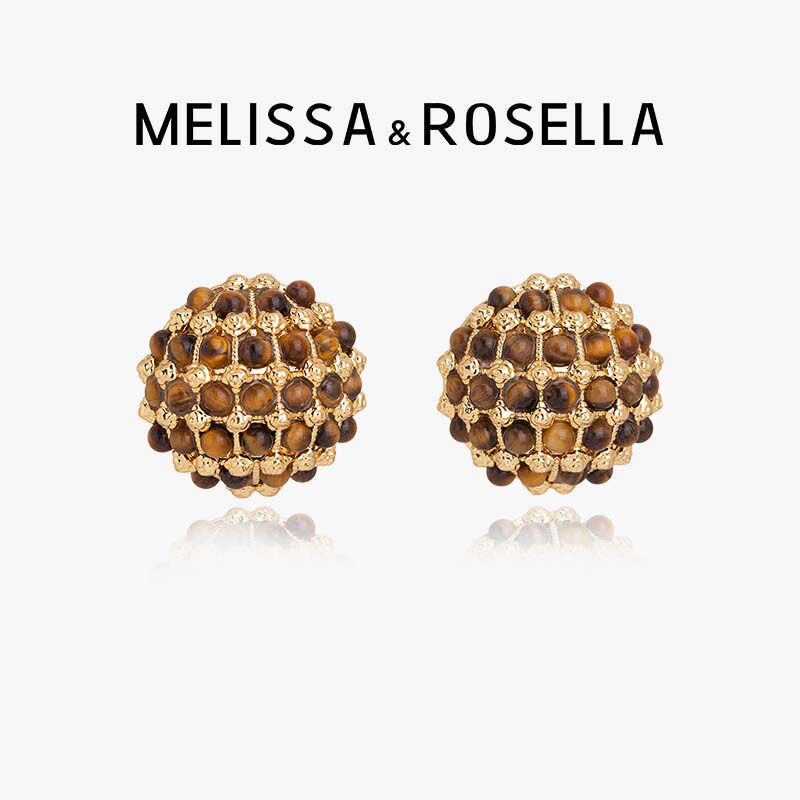 MELISSA&ROSELLA王霏霏同款花团锦簇棕耳钉复古高级感重工中古风