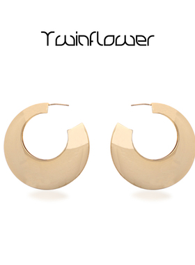 Twinflower李沁于文文卢昱晓同款净面空心简约夸张耳圈小众高级感