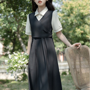 法式正式场合服装衬衫连衣裙女夏季教师教资面试裙子答辩穿搭套装