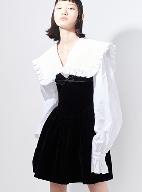 设计师品牌 ESTER HSU白色娃娃领花苞袖衬衫单依纯徐露袁姗姗同款