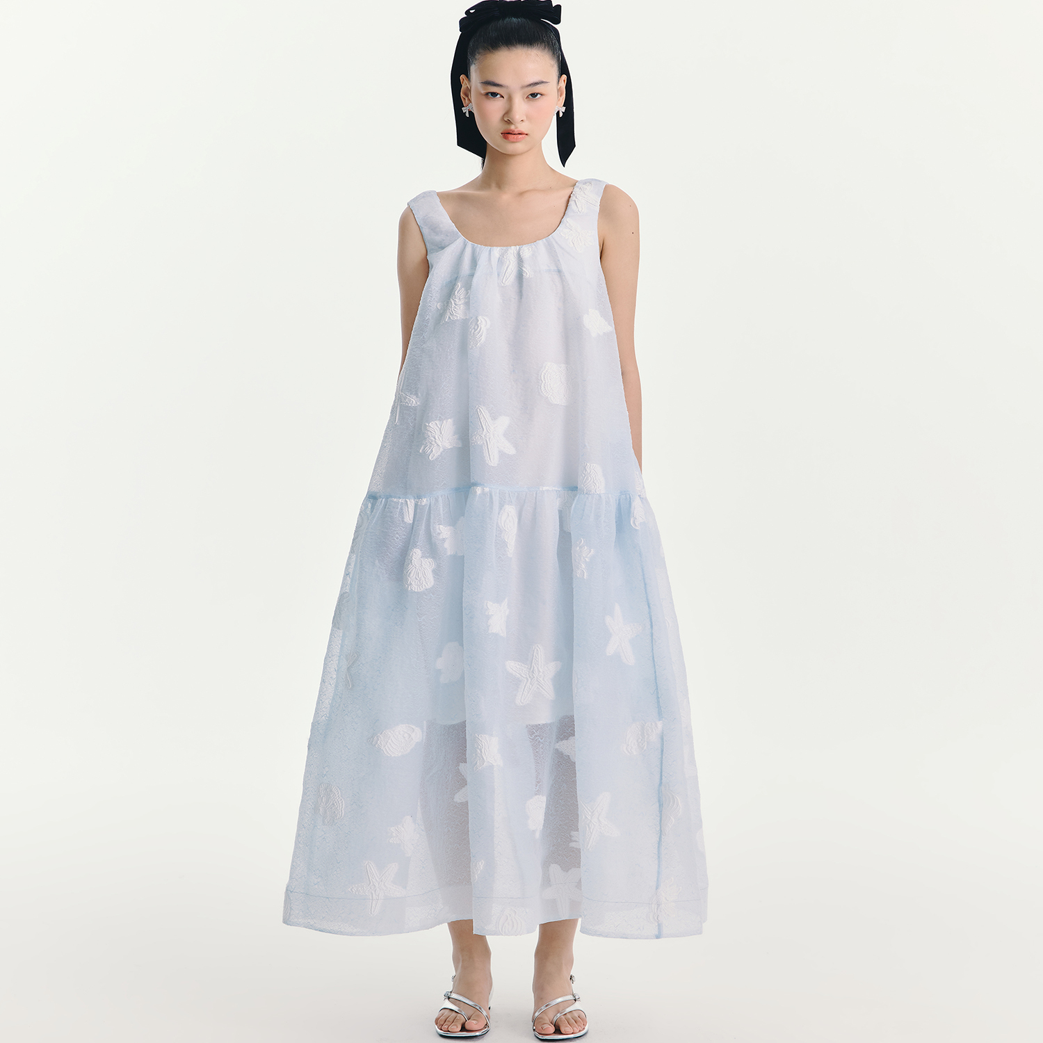 ESTER HSU2025SS春夏新品海洋元素提花背心连衣裙小众设计师款