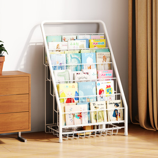 儿童书架绘本架图书杂志收纳简易一体架储物架家用多层落地书报架