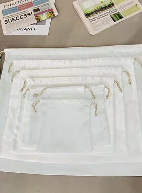 白色色丁丝滑绸缎旅行收纳袋包包防尘袋鞋抽绳束口袋可定制印logo