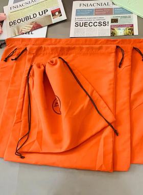 橙色收纳袋束口袋内胆绒布包包防尘袋衣物整理袋鞋抽绳吹风机布袋