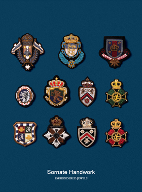 印度丝刺绣学院风徽章高档西装制服外套胸针设计感小众配饰高级感