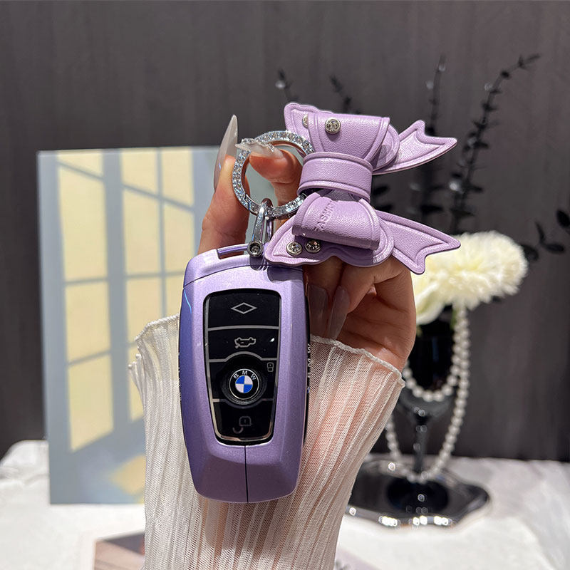 宝马钥匙套老款5系520/525li钥匙套女款紫色金属壳专用高级感全包